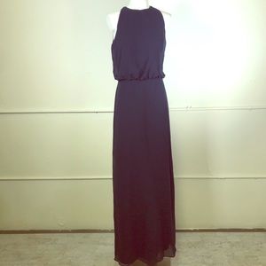 Levkoff Chiffon Jewel Neck Sleeveless Gown